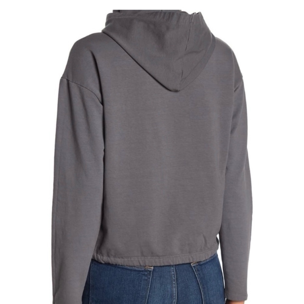 Stateside Gray Women's Funnel Neck Draw String Hoodie Top Size S - Picture 2 of 13